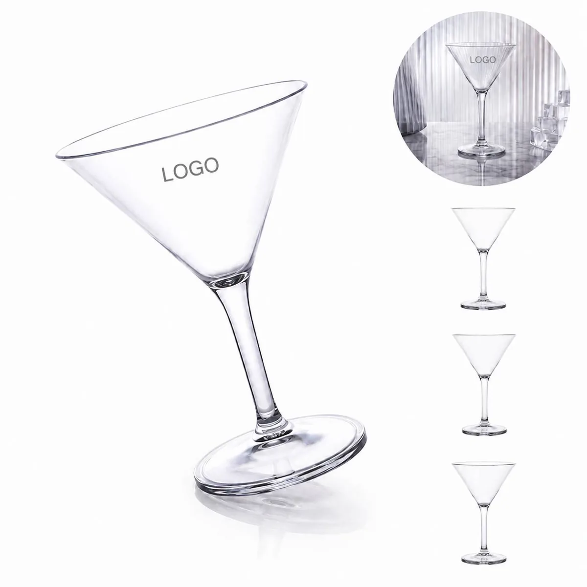 Unbreakable Crystal Clear Polycarbonate Martini Glasses