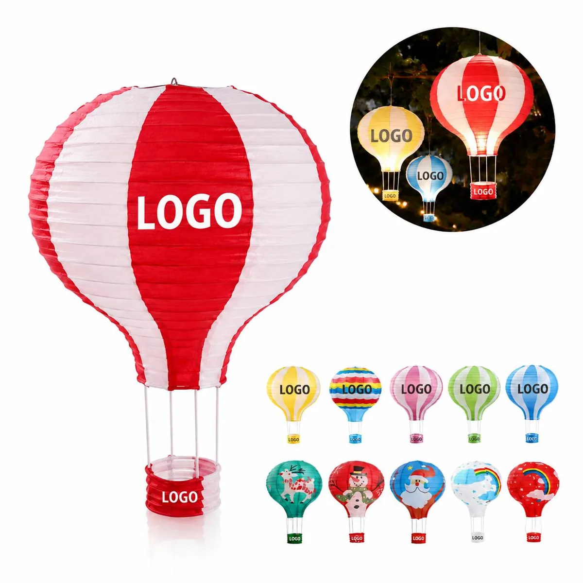 Vintage Paper Hot Air Balloon Lantern, Custom Print