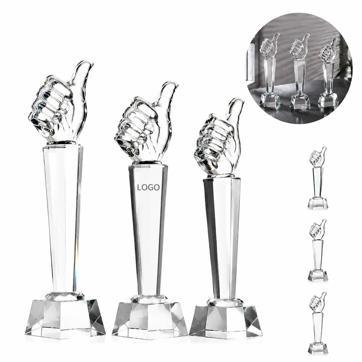 Personalized Engraved Crystal Trophy, Custom Logo Award