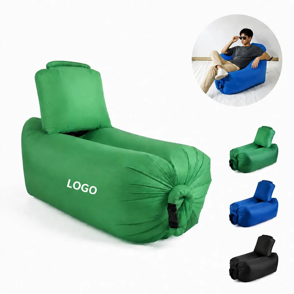 Summer Portable Air Lounger for Pool Beach Camping, No Pump