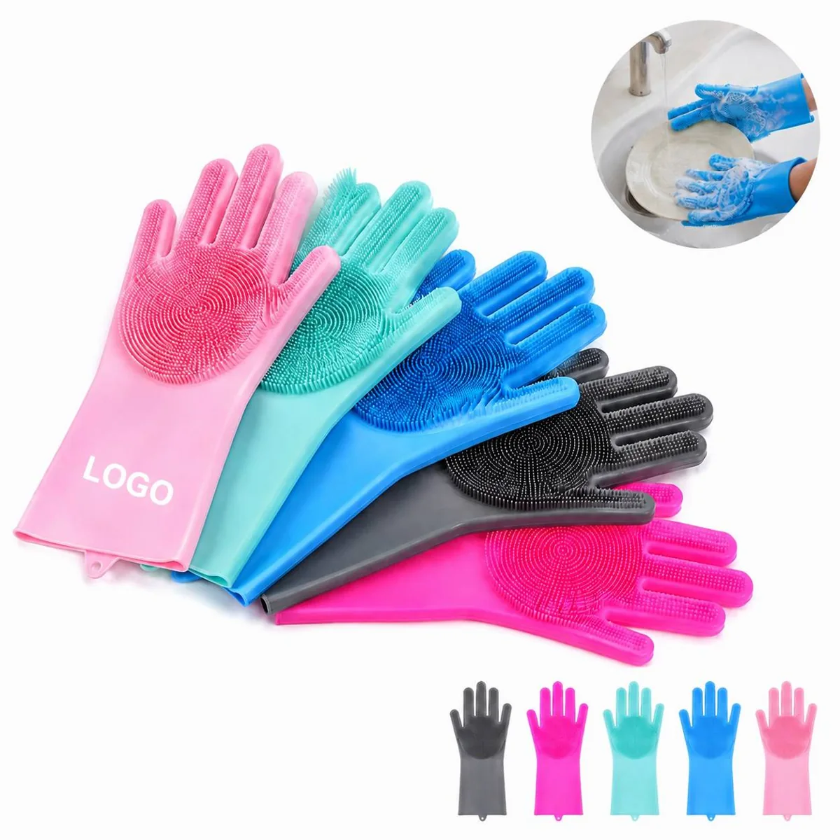 Silicone Dishwashing Scrubber Gloves, BPA-Free Kitchen