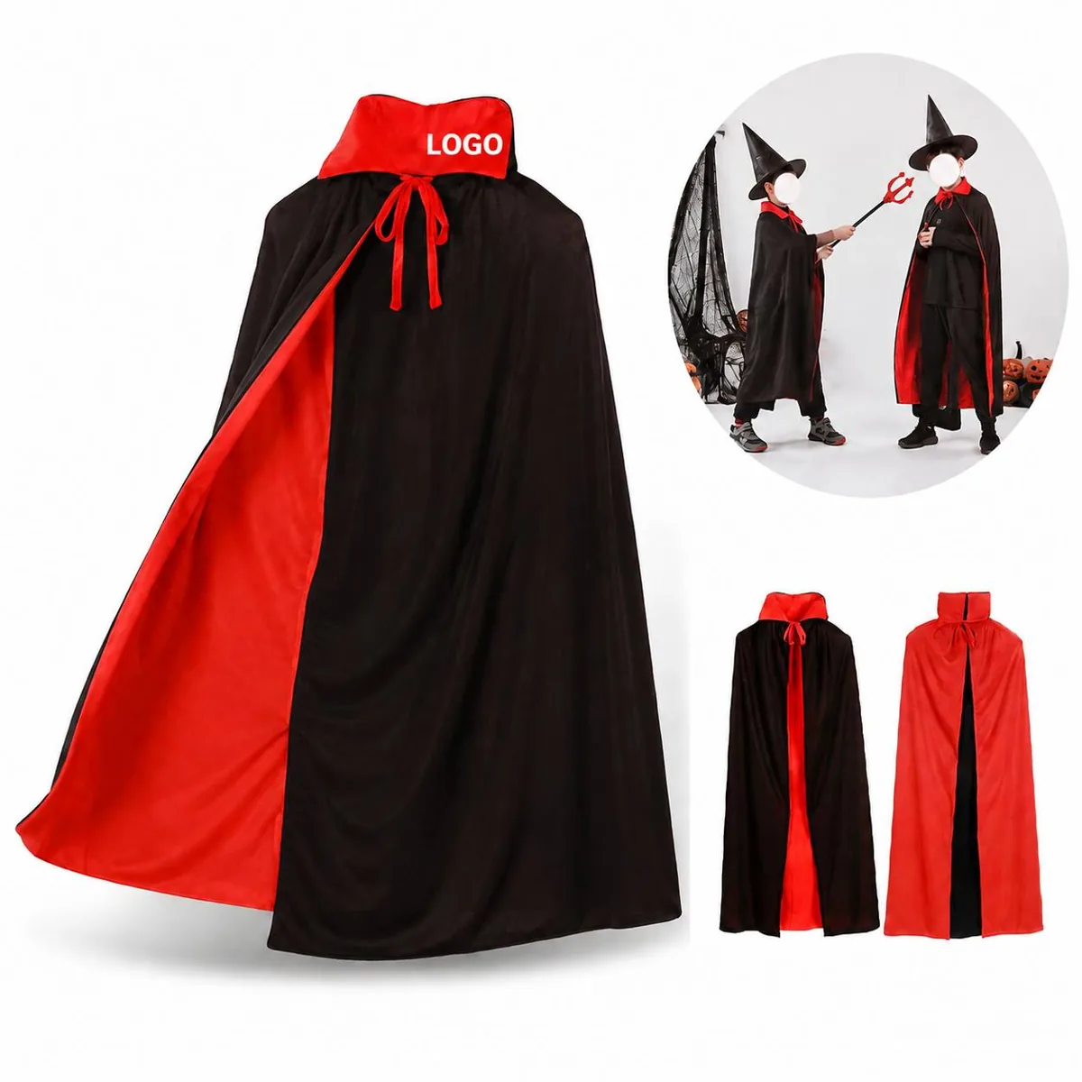 Reversible Vampire Cloak Red Black Costume Cape