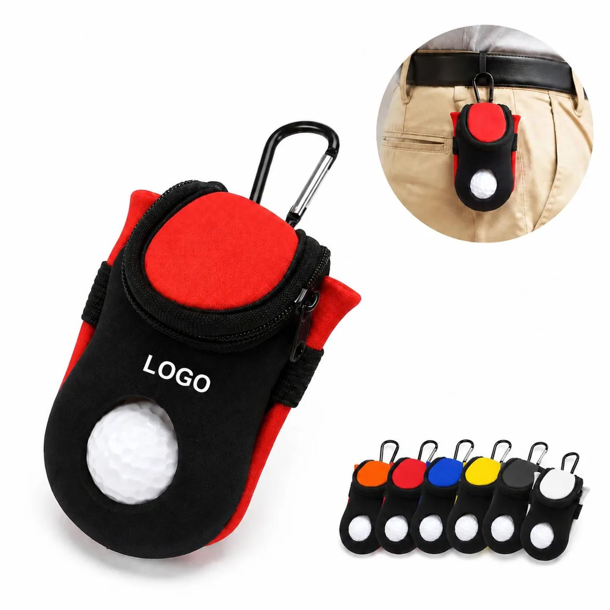Synthetic Rubber Golf Ball Holder with Belt Clip