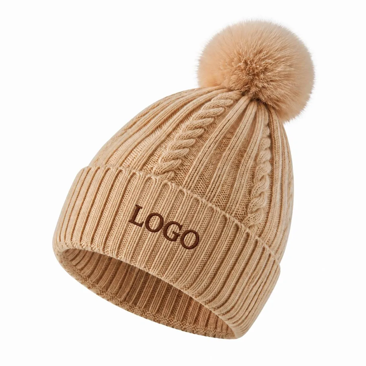 Women's Cozy Knit Winter Beanie Hat with Fold-Over Cuff