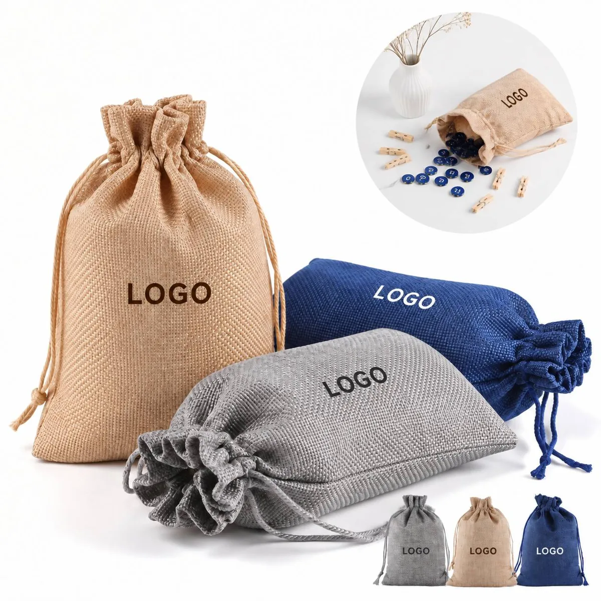 Christmas Countdown 24 Day Burlap Gift Bags with Clips