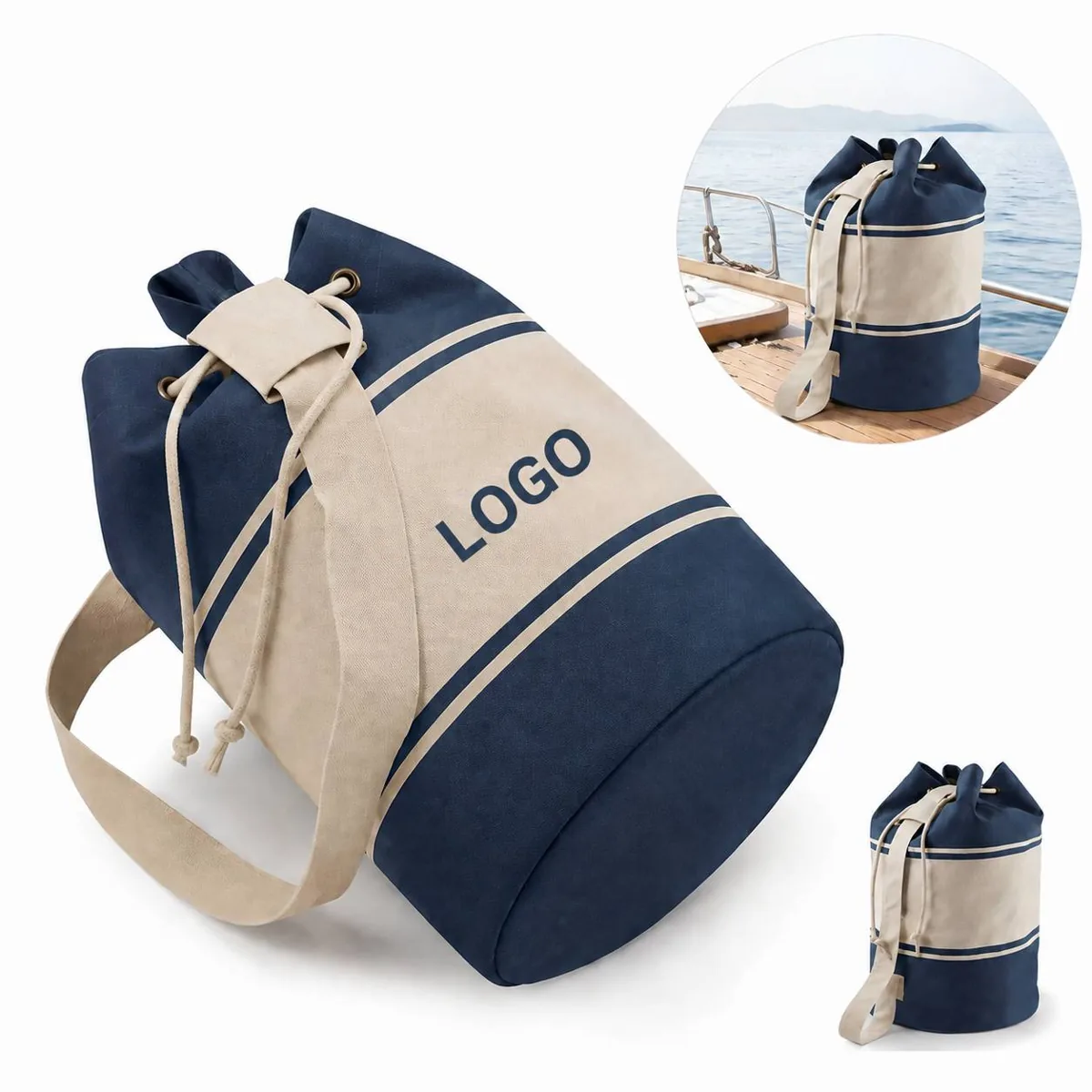 Canvas Drawstring Duffel Bag for Gym Travel with Custom Logo