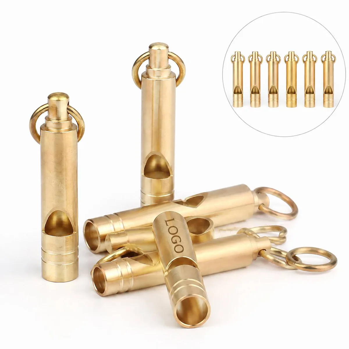 Brass Whistle Keychain Loud Emergency Signal Compact EDC