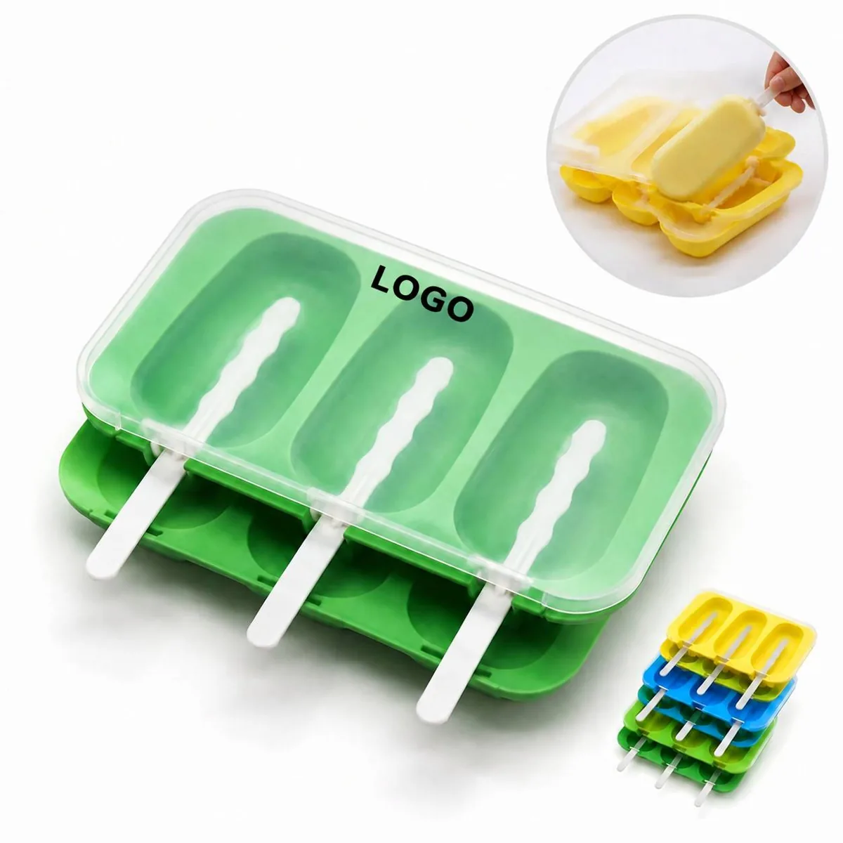 Silicone Horizontal Ice Pop Mold, 3-Cavity Easy Release