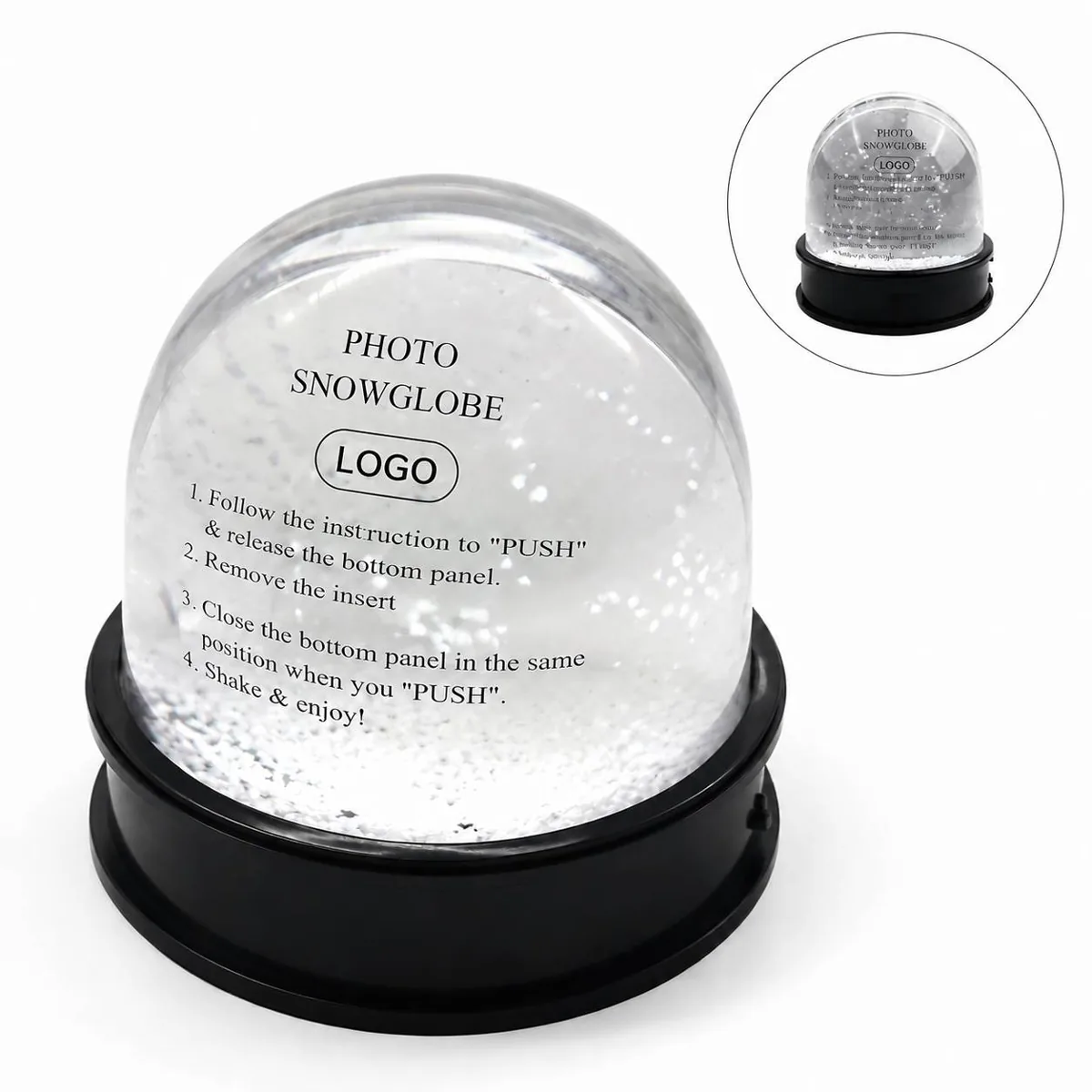 Custom Clear Plastic Snow Globe Decorative Ornament