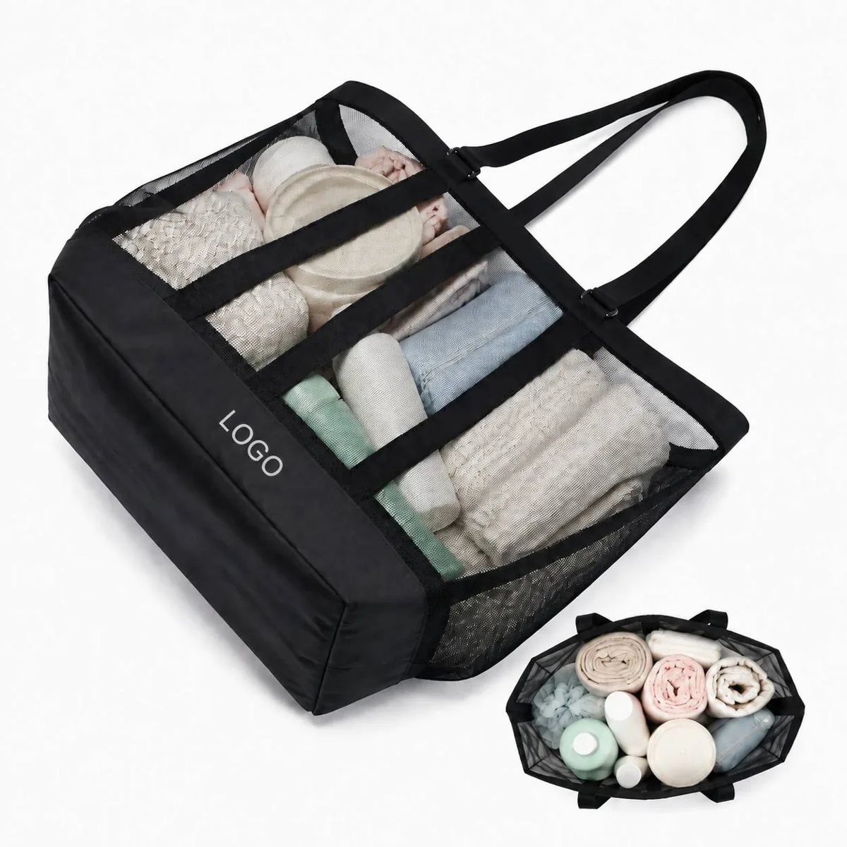 Lightweight Nylon Mesh Beach Shopping Carrier with Open