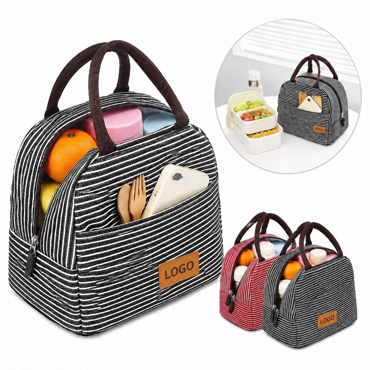 Insulated Portable Meal Tote with Front Pocket for Work