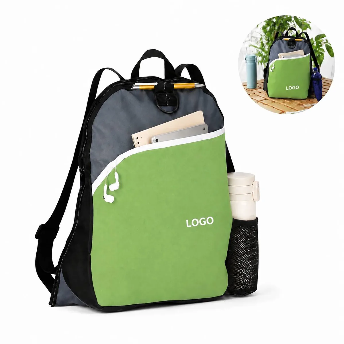 600D Polyester Campus Backpack with Padded Straps