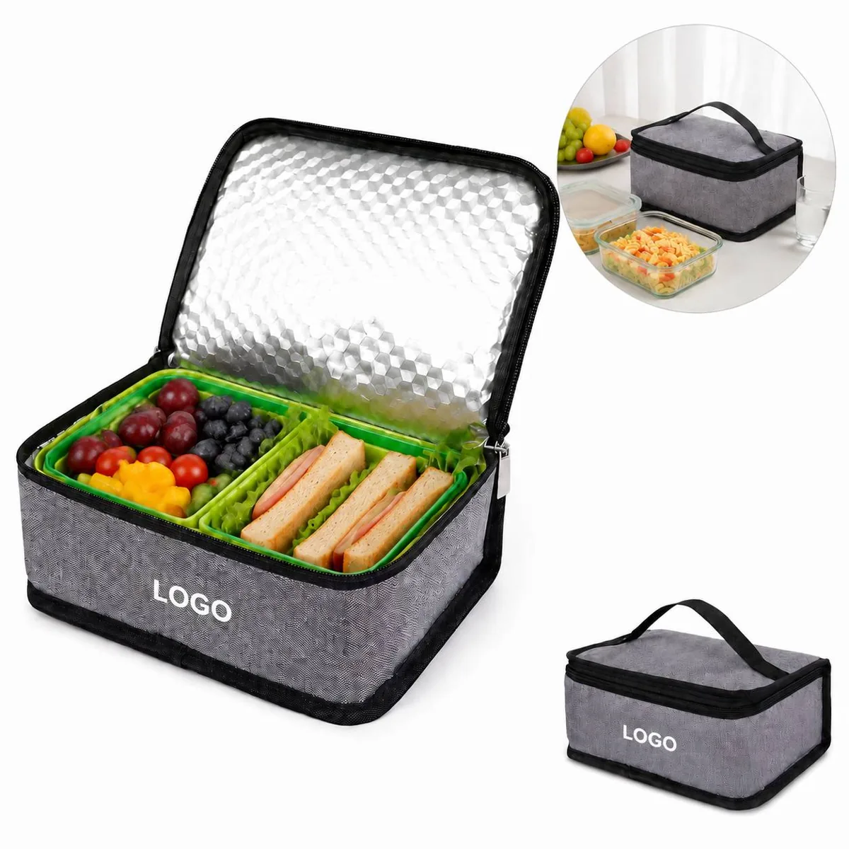 Insulated Lunch Bag with Thermal Foil Lining for Work