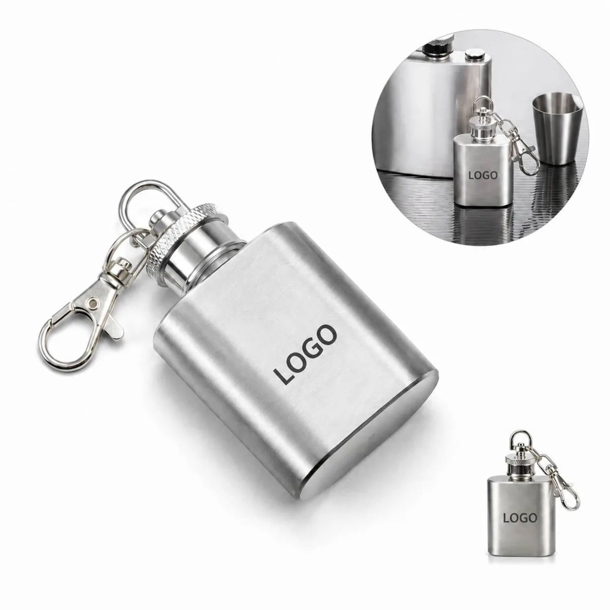 1oz Compact Flask with Screw Cap, Leak-Proof Mini Bottle