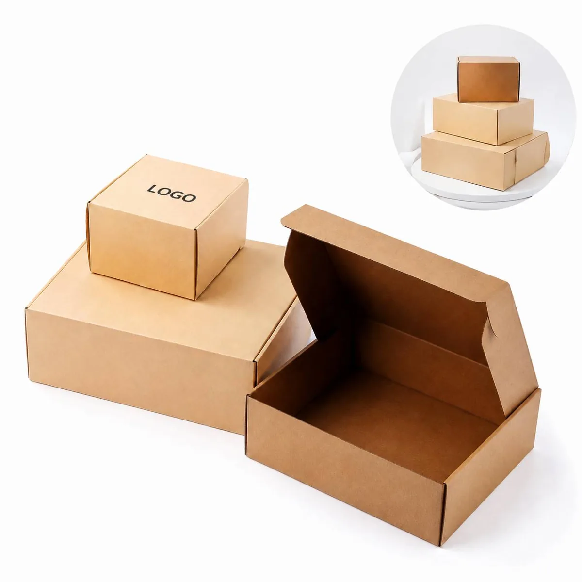 Eco Kraft Corrugated Bakery Boxes for Take Out, No Tape