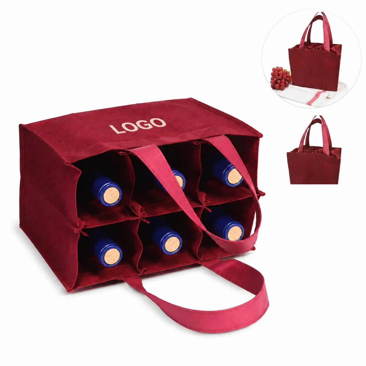 Six Bottle Wine Carrier with Padded Compartments