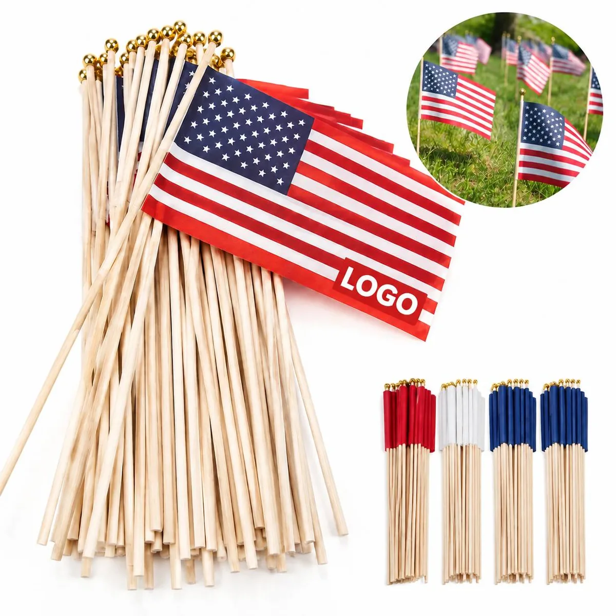 Custom Double-Sided Stick Flag, Waterproof Outdoor Display
