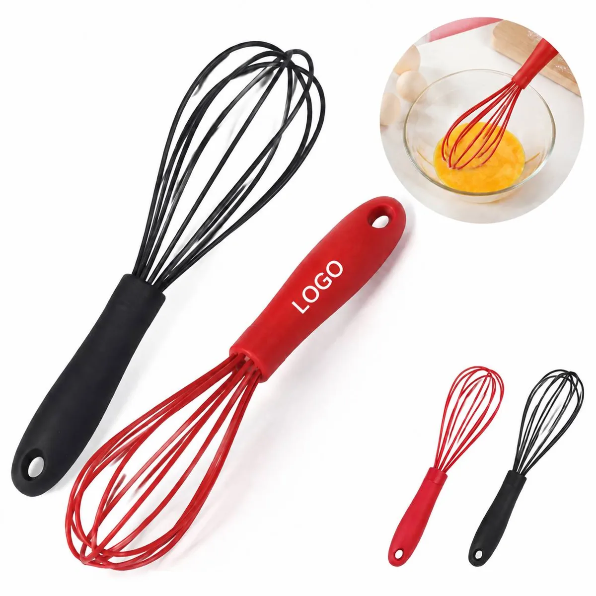 Heat Resistant Silicone Whisk Set, 450F Nonstick Kitchen