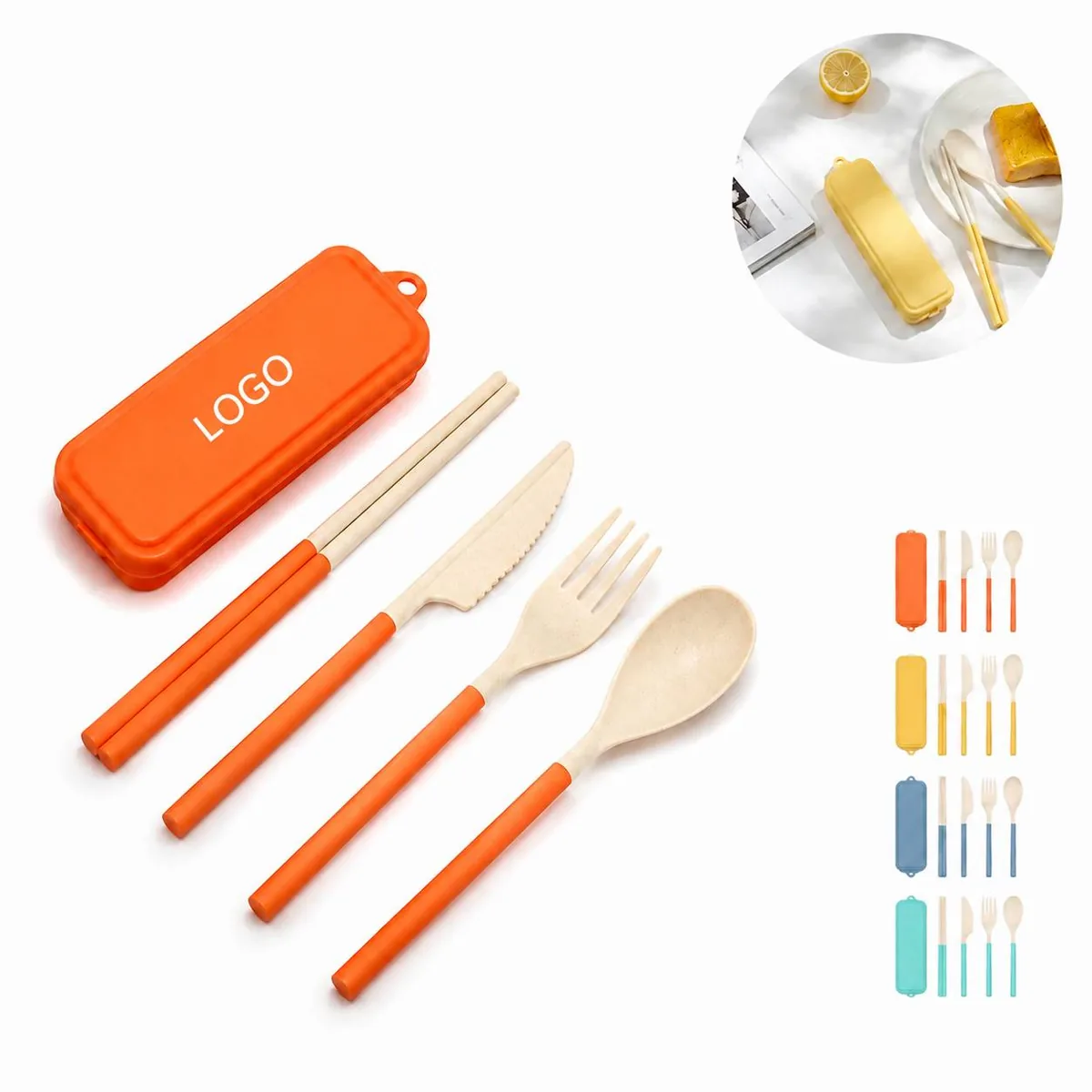 Eco Wheat Straw Utensil Set for Camping Picnic, BPA-Free