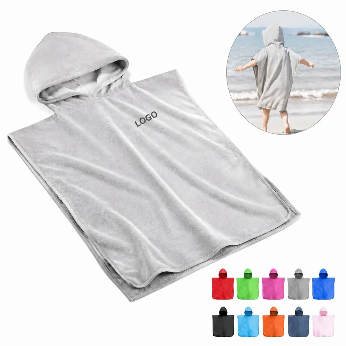Kids Hooded Poncho Towel Ultra Soft Microfiber Quick Dry