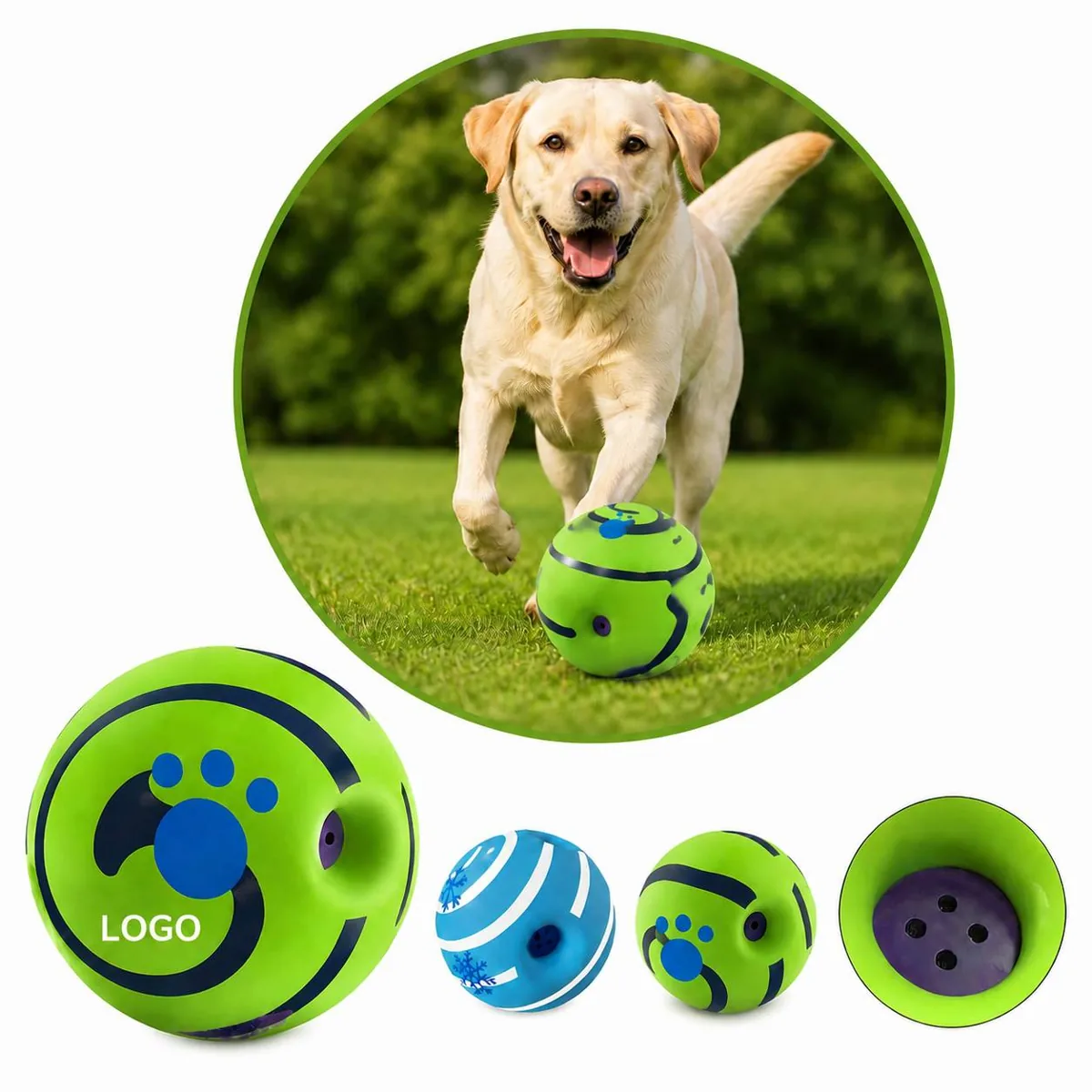 Giggle Fetch Sound Ball Dog Toy with 6 Clutch Pockets