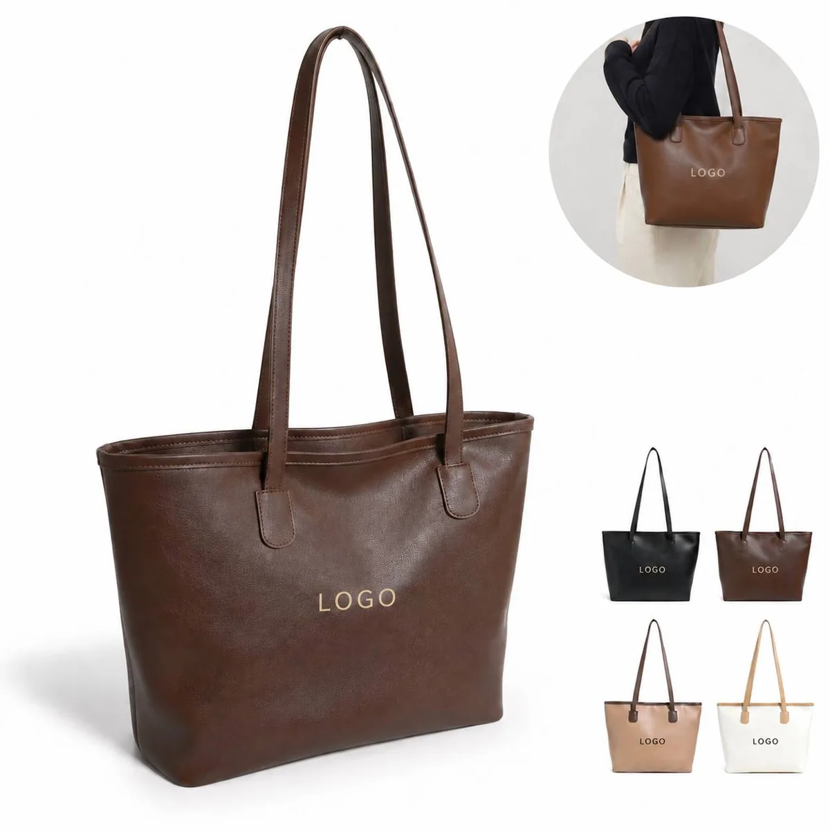 Fashionable Tear Resistant PU Shoulder Tote Bag, Spacious