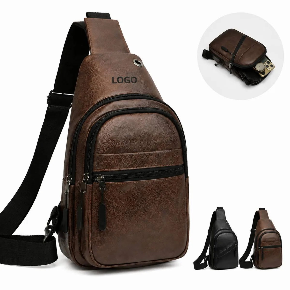 Men's Adjustable Sling Crossbody Bag with Multiple Pockets