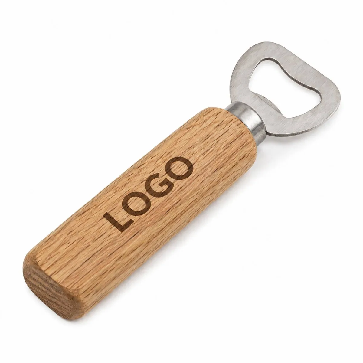 Rustic Wood & Steel Bottle Opener with Comfort Grip Handle