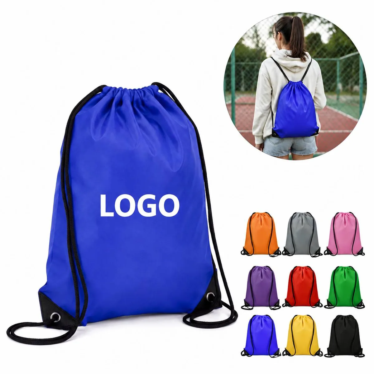 Customizable Drawstring Gym Sack for Travel & Sports