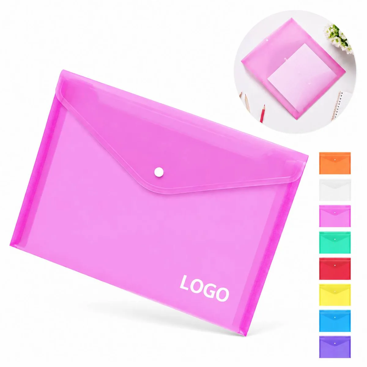 Custom Transparent Snap Pouch Document Holder with Logo