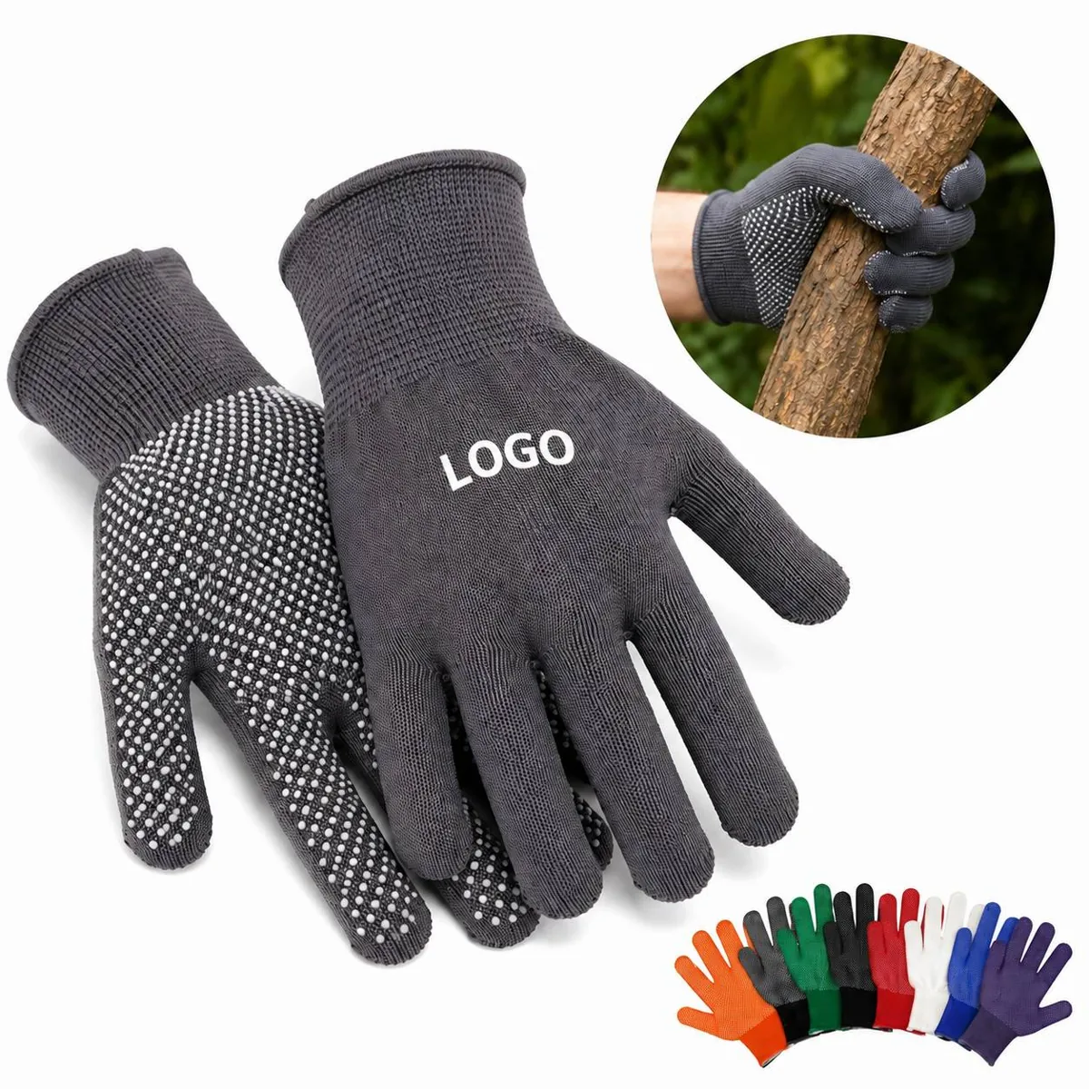 Glue Dot Coated Nylon Work Gloves for Grip, Comfort