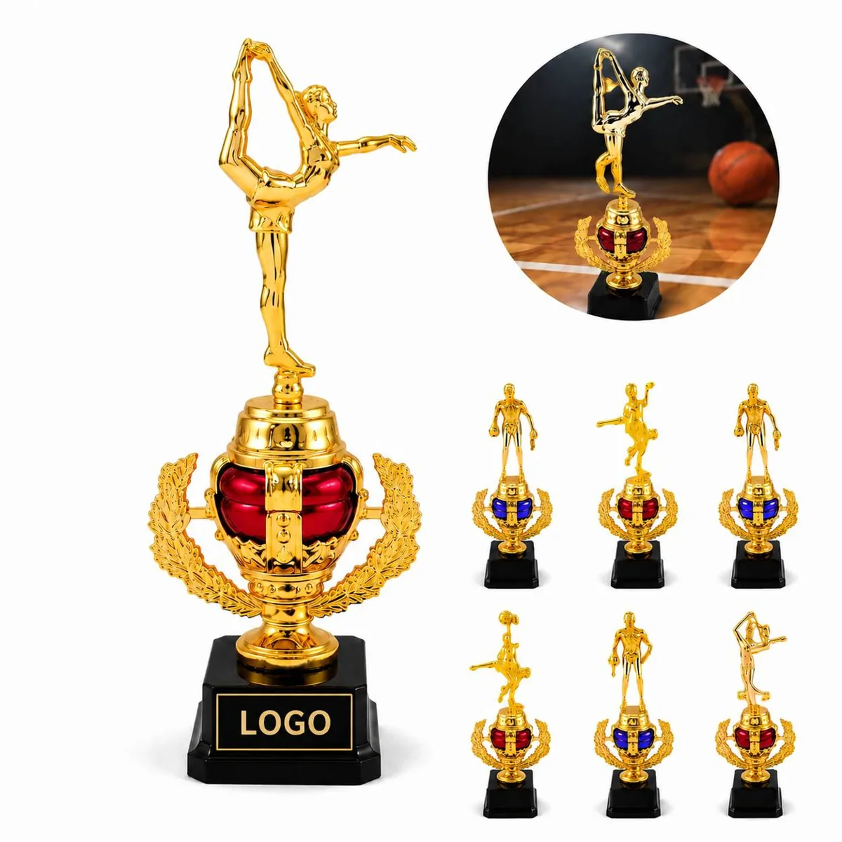 Custom Sports Award Trophy Gold Finish Player Dribble Design