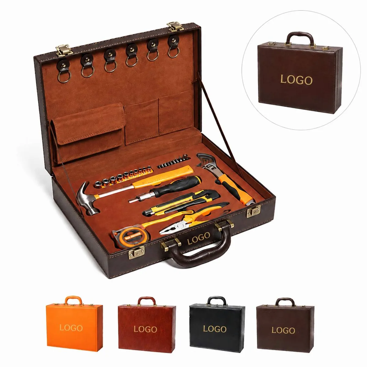 Premium Artificial Leather Tool Box with Comfort Grip Handle