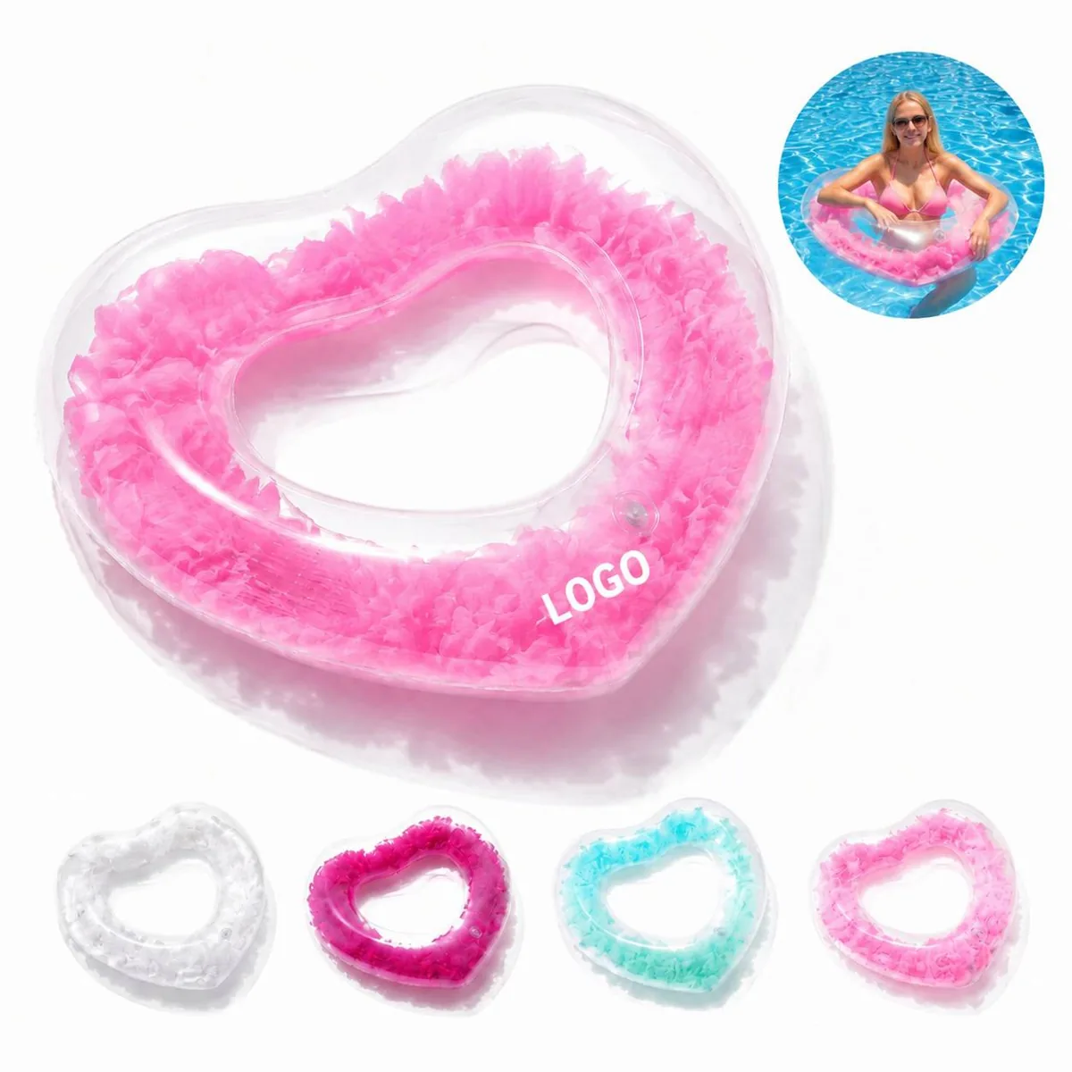 Custom Logo Heart Shape Pool Float Ring for Summer Party Fun