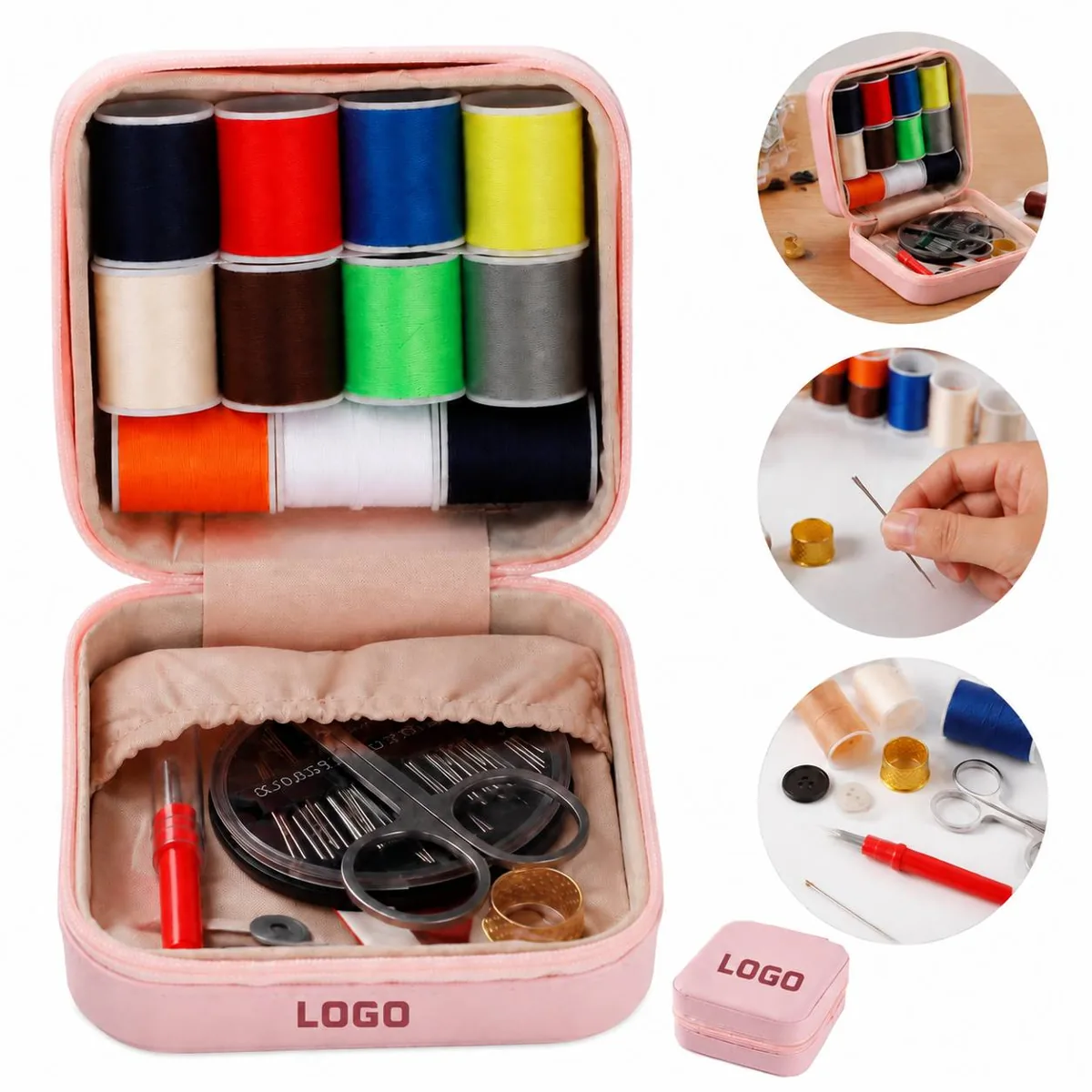 48 Piece Travel Sewing Kit with Scissors, Thread & Needles