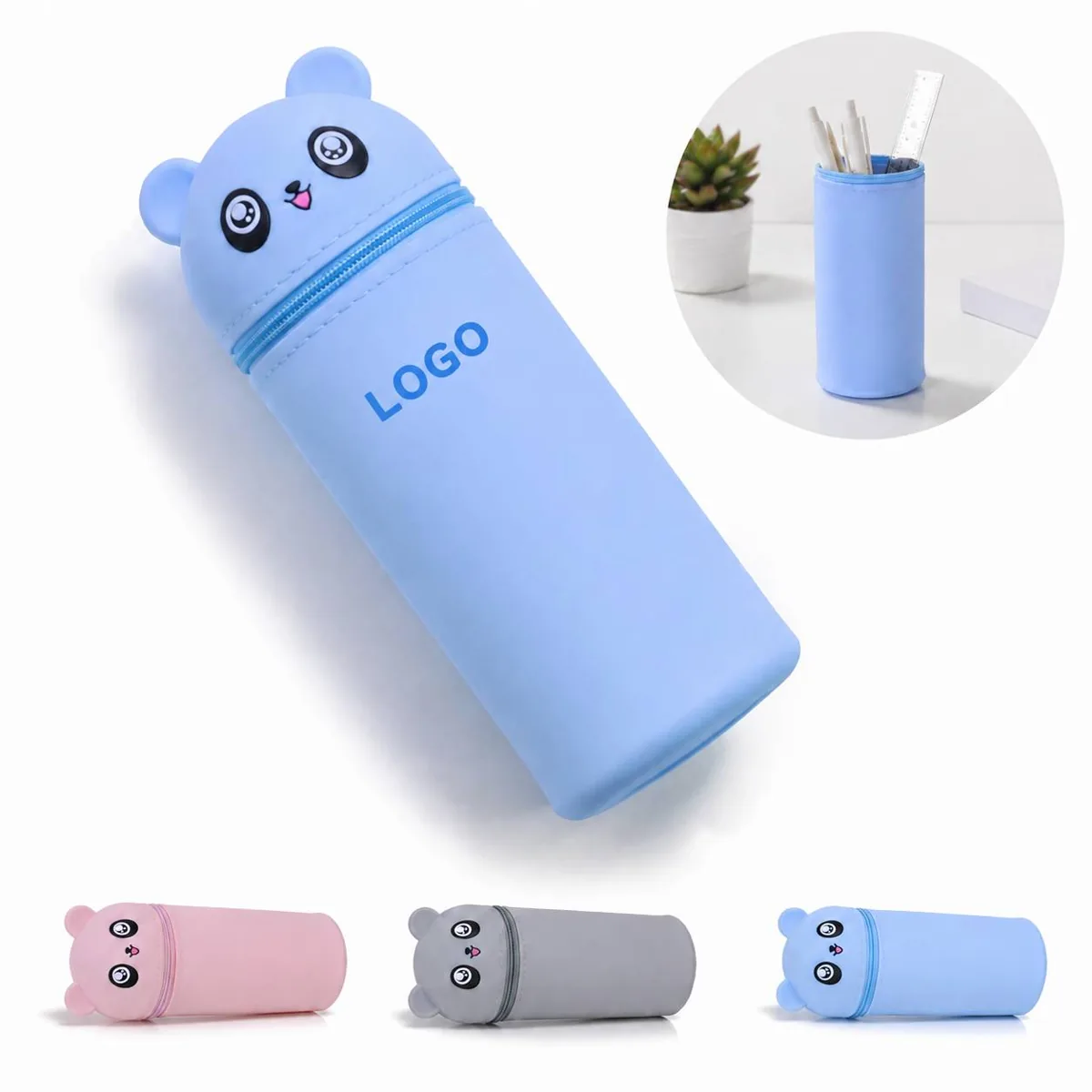 Expandable Silicone Pen Case with Stand, Animal Style