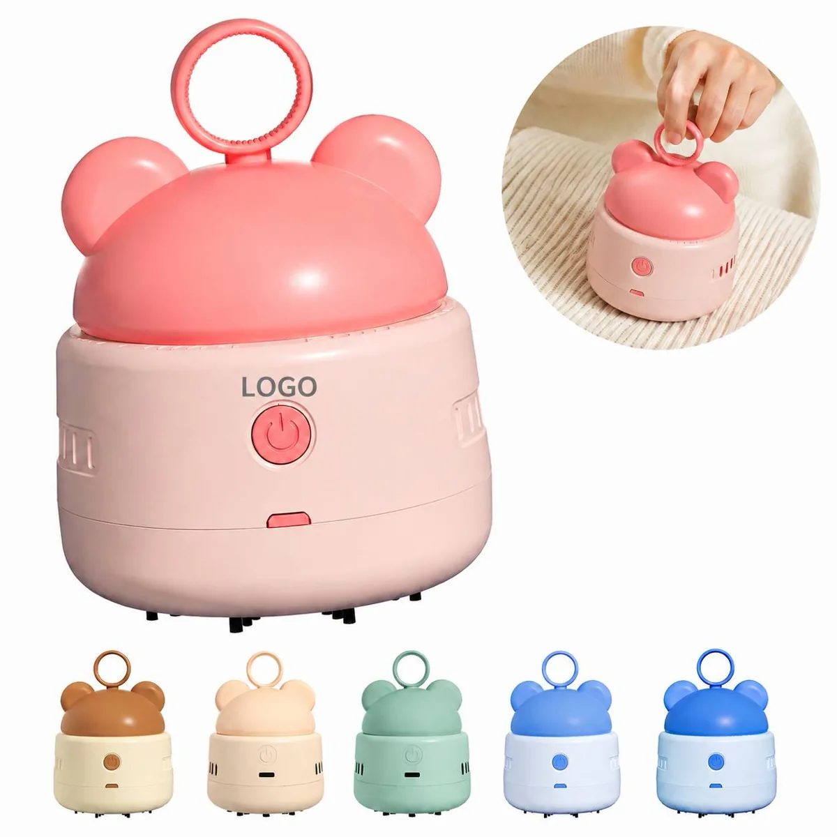 Mini Bear Desktop Vacuum with Ring for Desk Crumbs & Dust