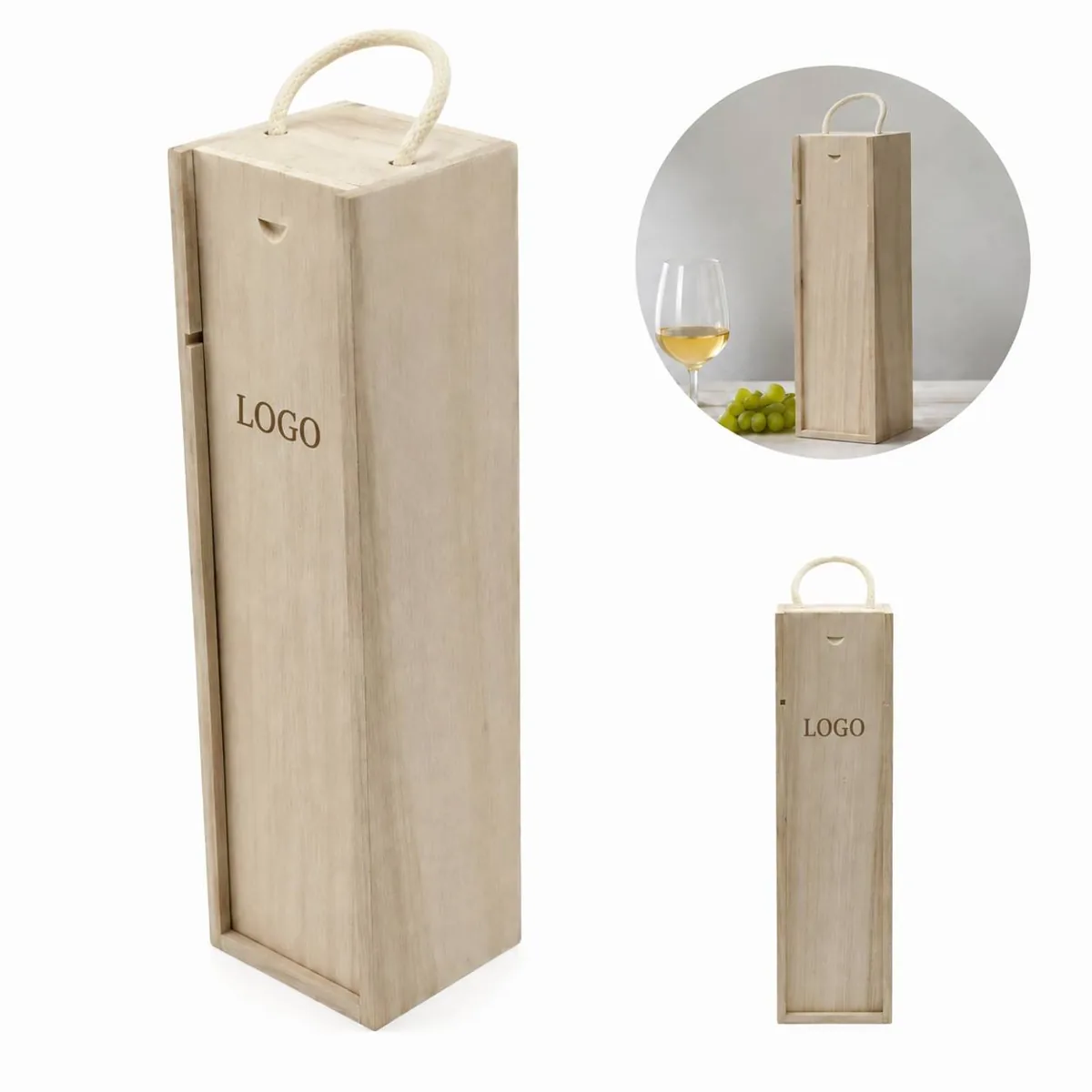 Personalized Engravable Wooden Wine Gift Box with Keepsake
