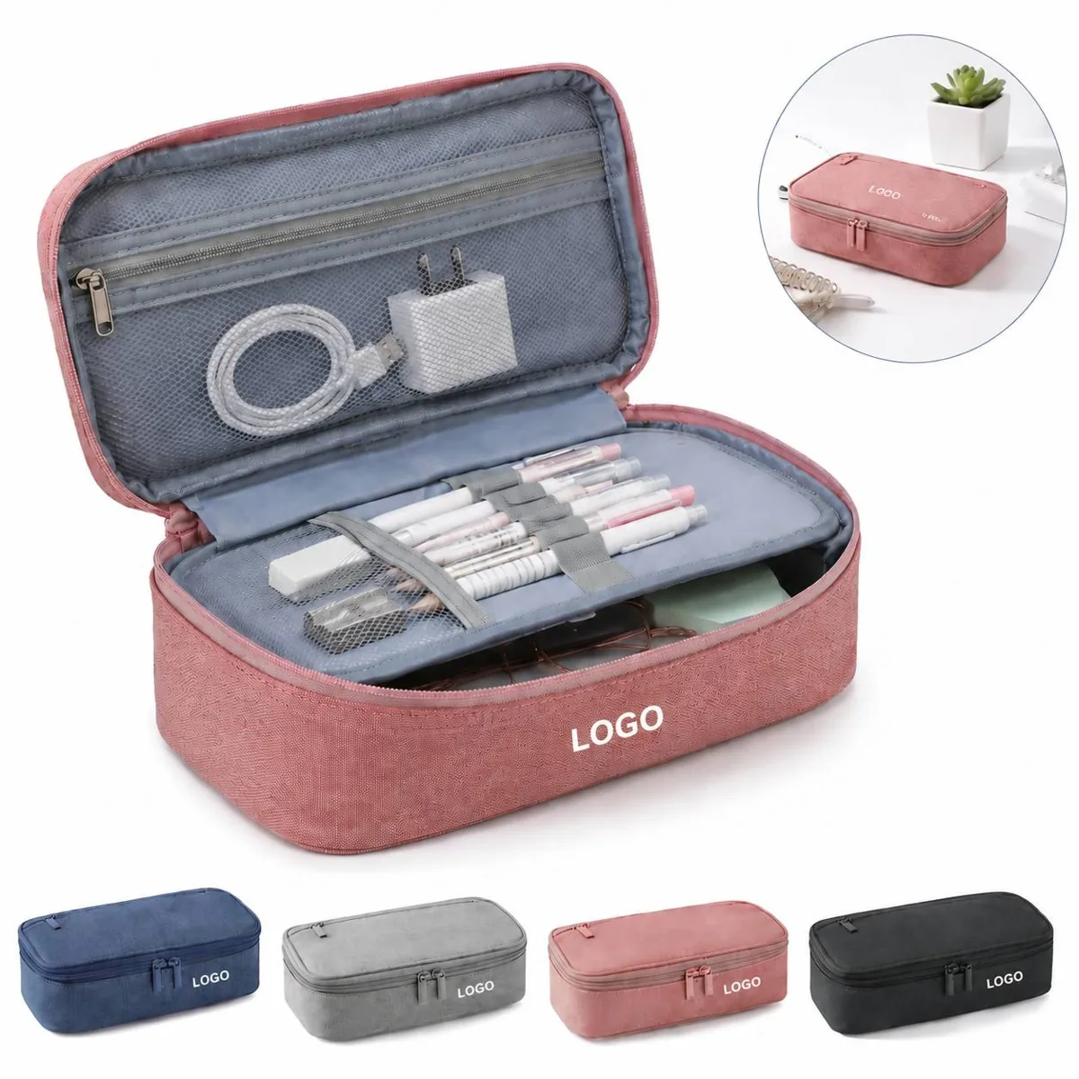 Large Capacity 5-Compartment Pencil Pouch Organizer