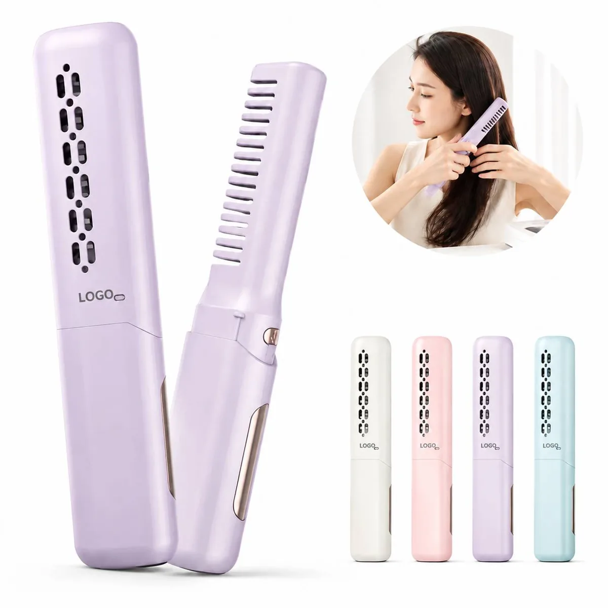 Mini Hair Straightening Comb with 3 Heat Settings, Auto