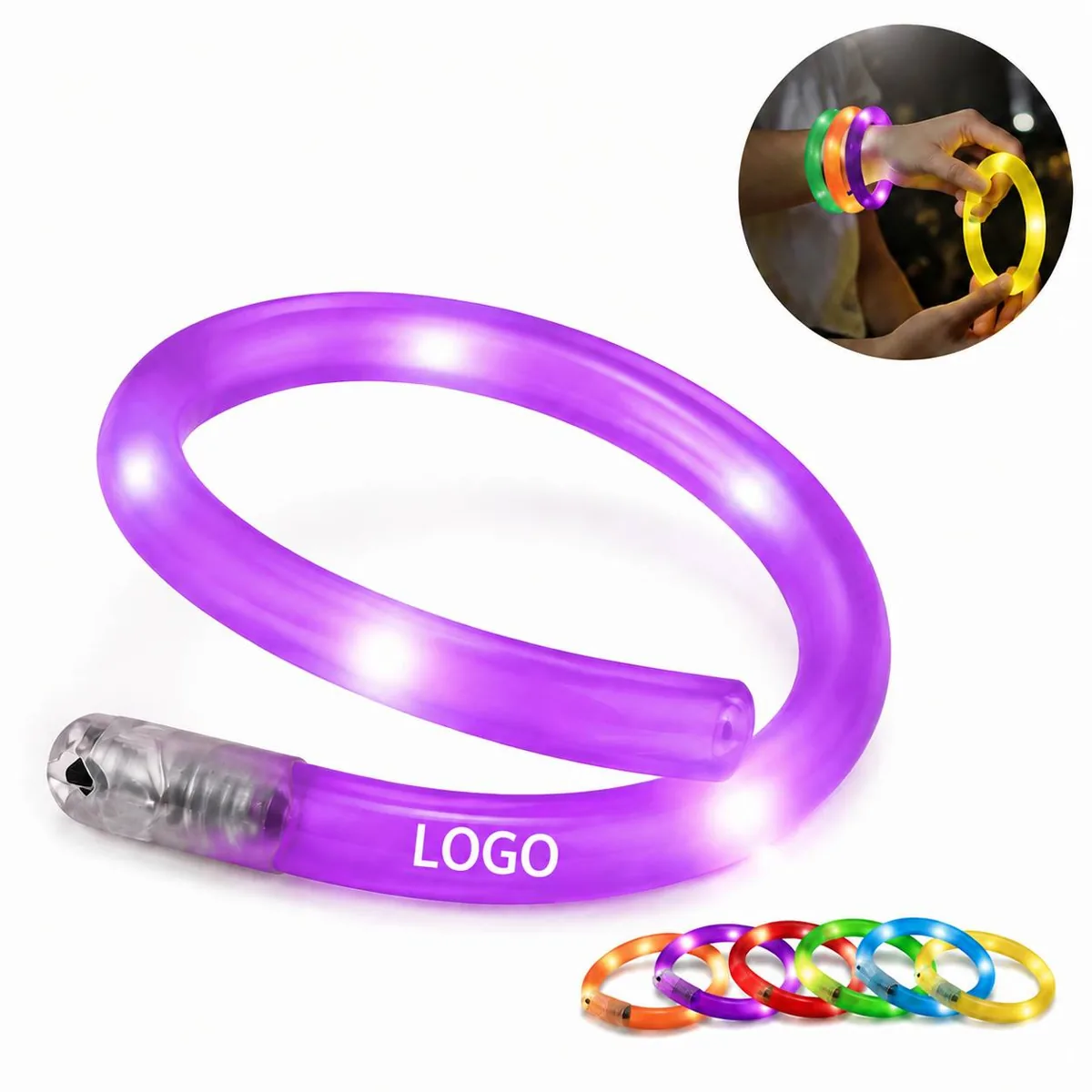 LED Tube Wristband with Flashing Light for Party Glow