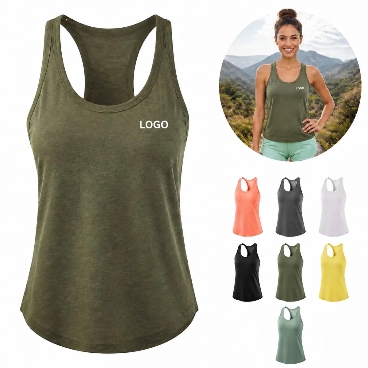 Unisex Sleeveless Racerback Tank Top Vest for Active Wear