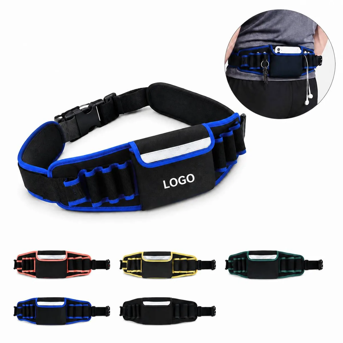 Durable Oxford Multi-Pocket Waist Pack with Adjustable Strap