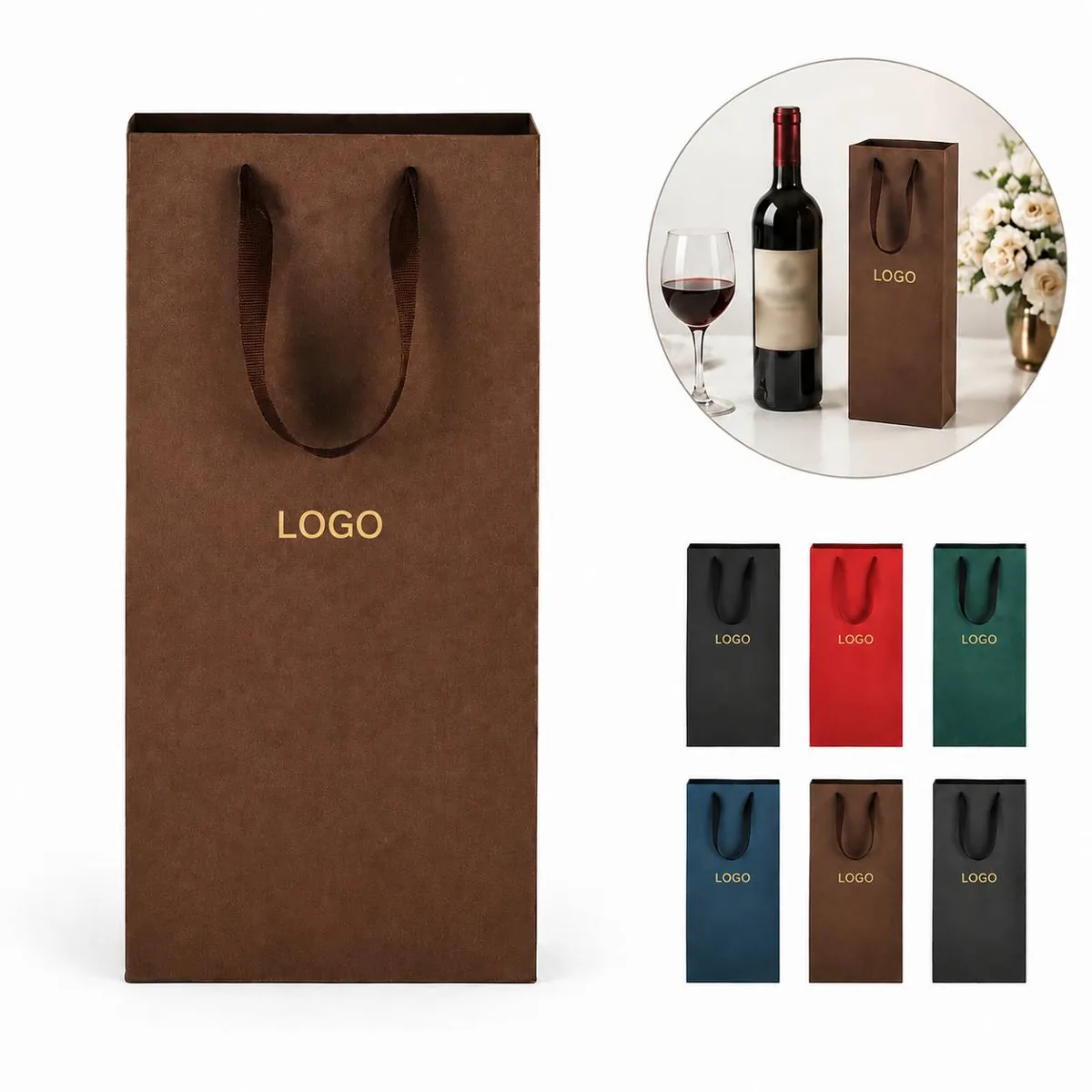 Eco Friendly Kraft Paper Wine Carrier for Two Bottles