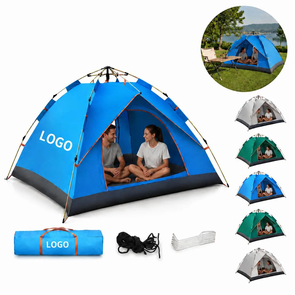 Instant Camping Tent 4 Person, Waterproof All-Season Family
