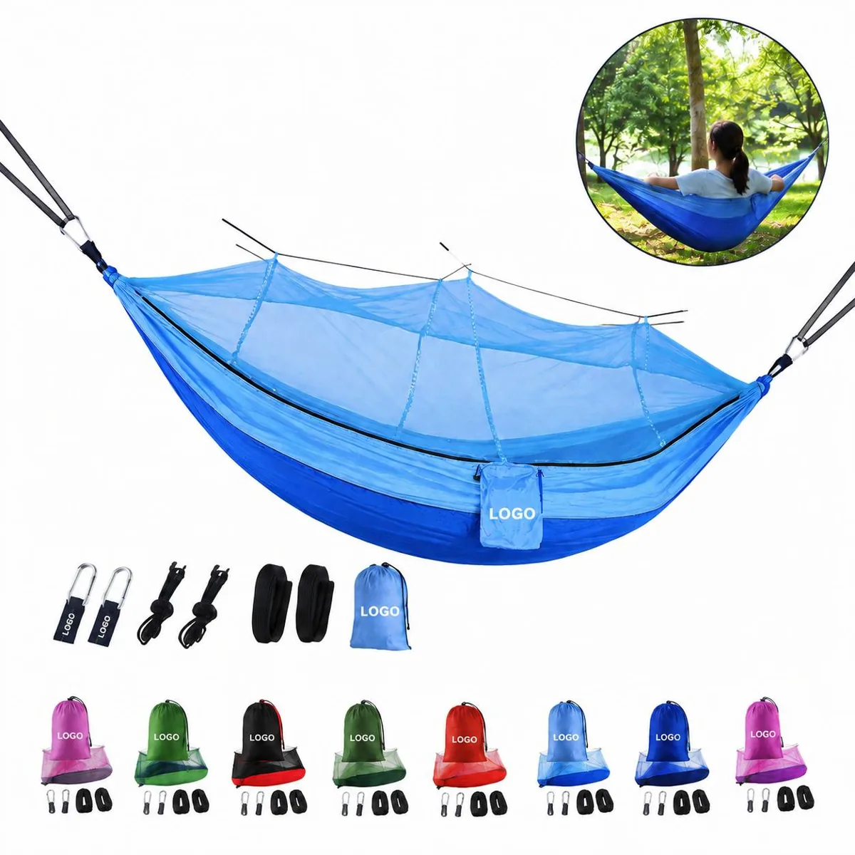Parachute Nylon Mosquito Net Hammock for Camping Travel