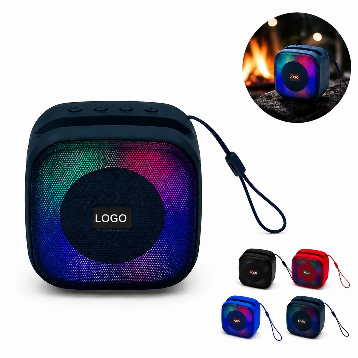 Compact Wireless Speaker Cube with Colorful Lights