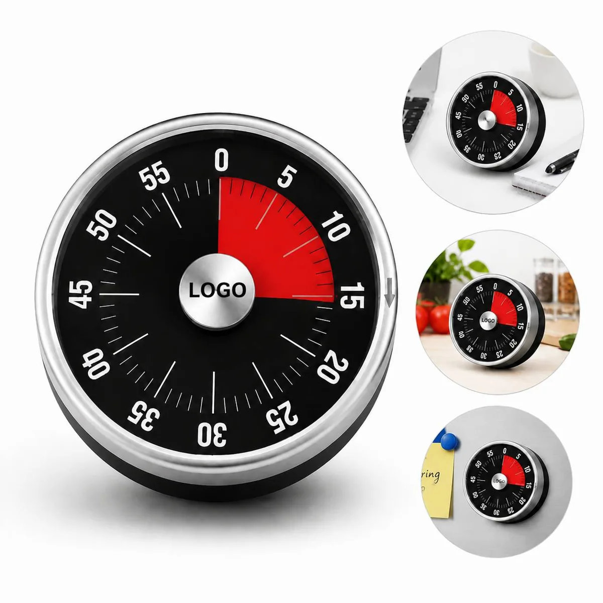 Mechanical Timer 60 Min Magnetic Countdown, No Battery