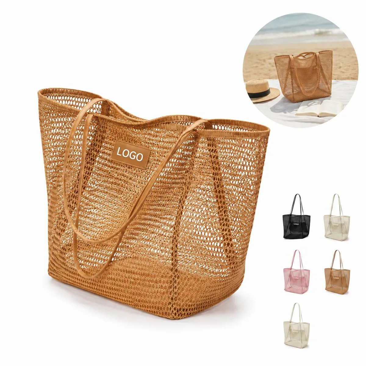 Sandproof Mesh Foldable Beach Tote for Travel