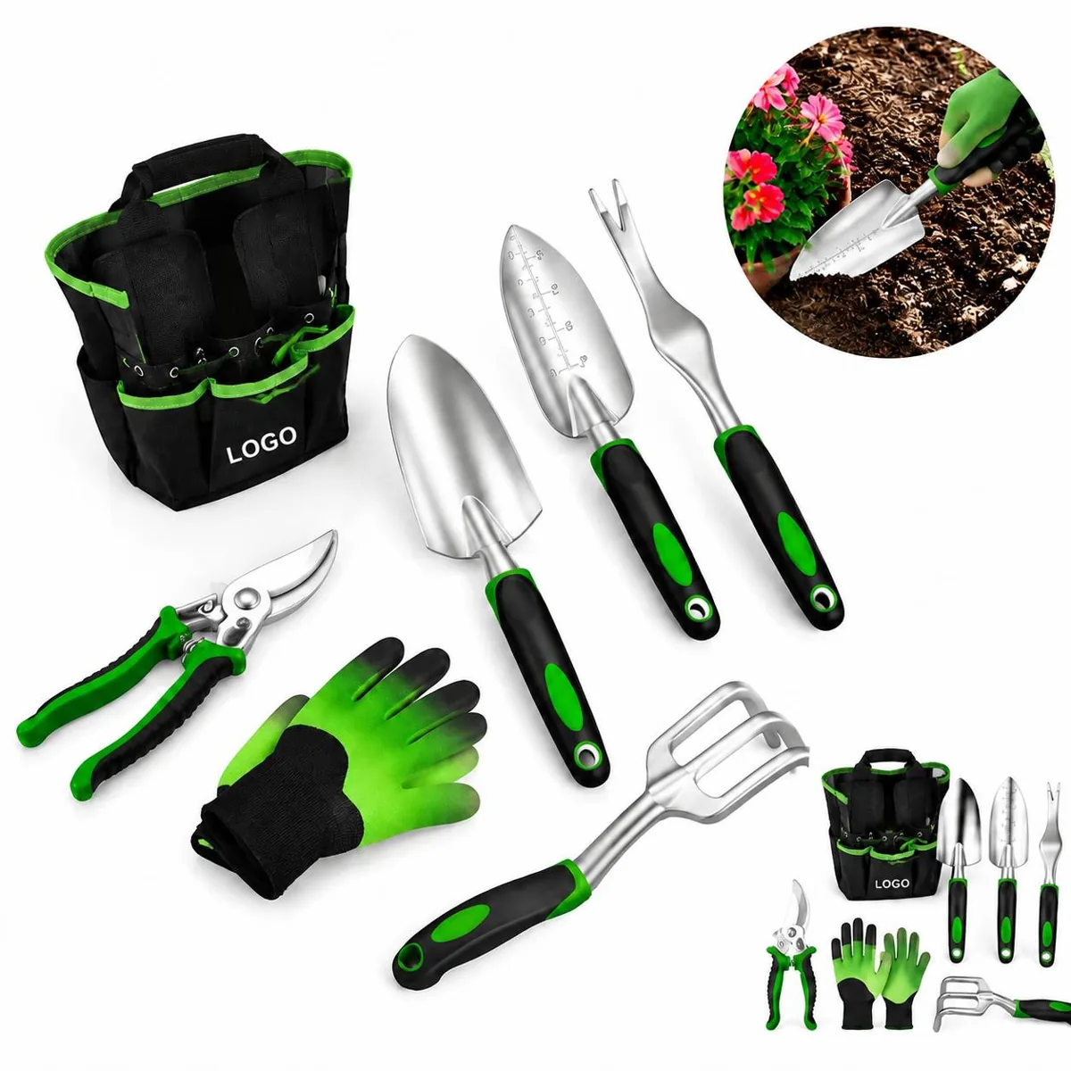 Aluminum Alloy Garden Tools Kit with Pruner and Gloves